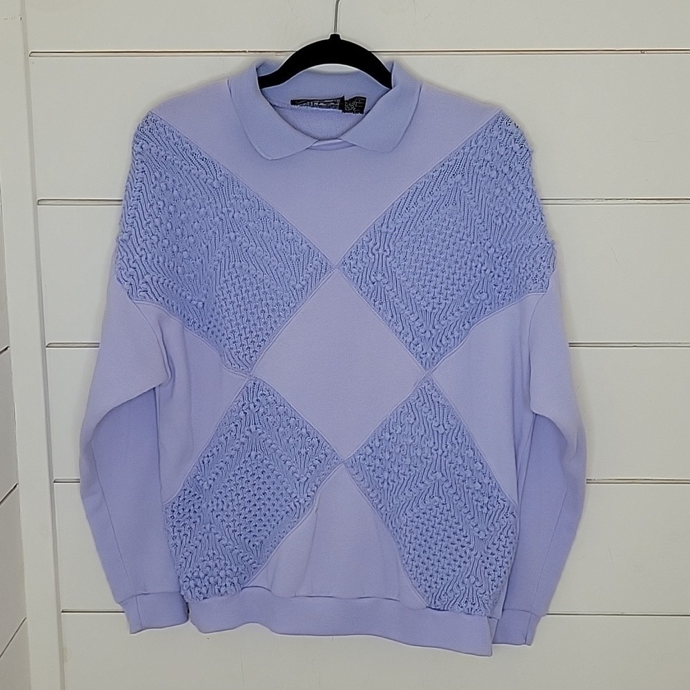 GOLDEN GIRLS Landgear purple collared sweatshirt 80s 90s